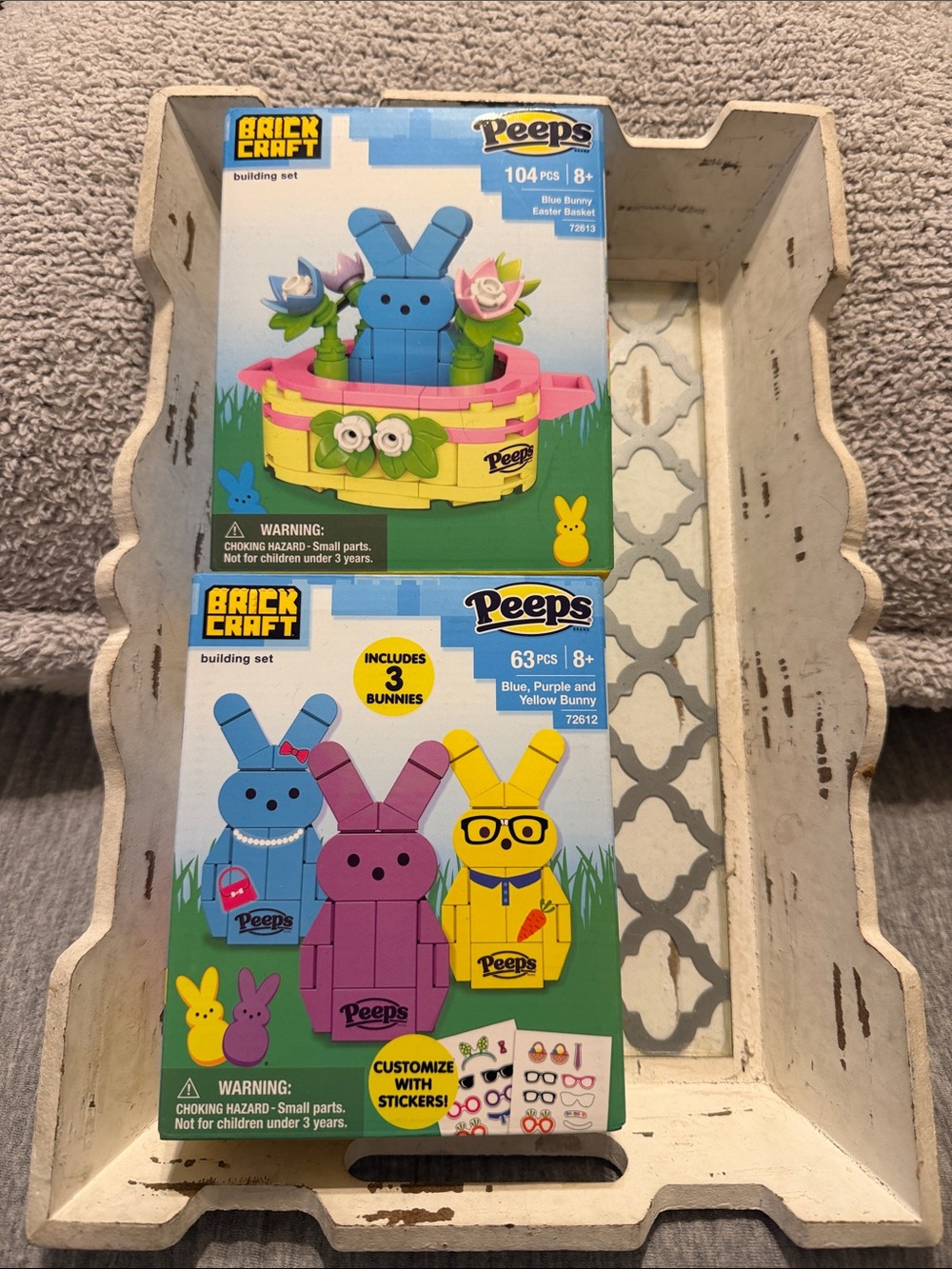 Brick Craft Kids Building Set - Blue, Purple, Yellow Bunnies Set of 2